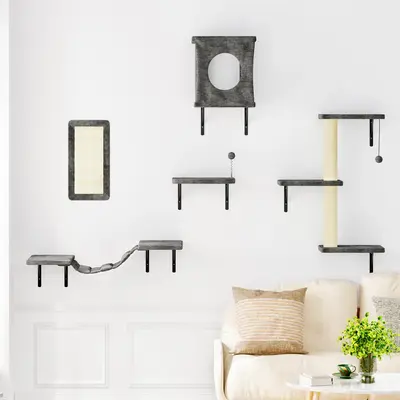 [dealsforyoudays] 5-Piece Wall Mounted Cat Climbing Set – Soft House, Cat Scratching Board, Cat Tree, Cat Hammock &  Cat Ju...