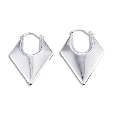 Brass Chunky Rhombus Hoop Earrings for Women