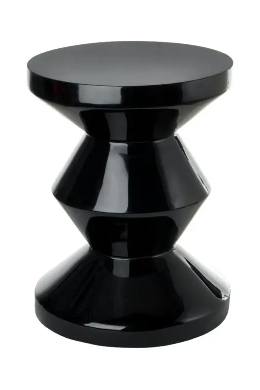 Black Lacquered Accent Stool | Pols Potten Zig Zag