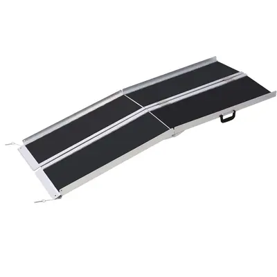 GARVEE 800LBS Aluminum Wheelchair Ramp - Foldable w/Non-Skid Surface, Adjustable 4-18 Height for Steps/Doorways (Lightweigh...