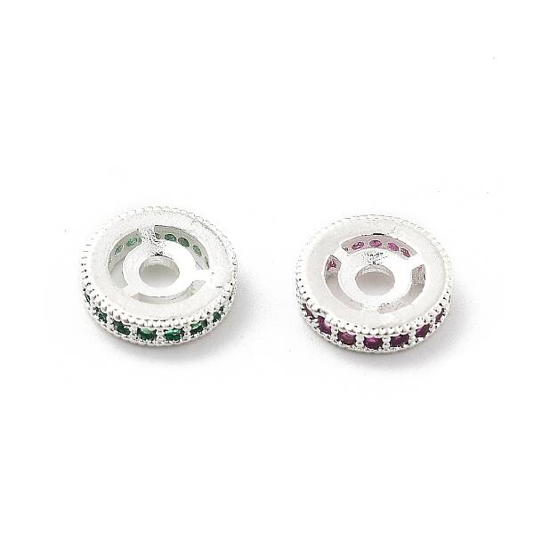 Brass Micro Pave Cubic Zirconia Beads