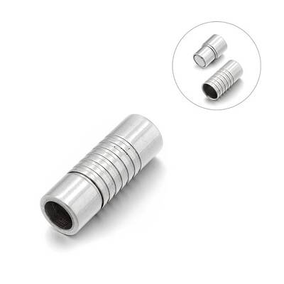 Tarnish Resistant Smooth 304 Stainless Steel Column Magnetic Clasps with Glue-in Ends