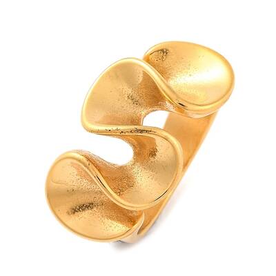 Ion Plating(IP) 304 Stainless Steel Wave Finger Rings for Women