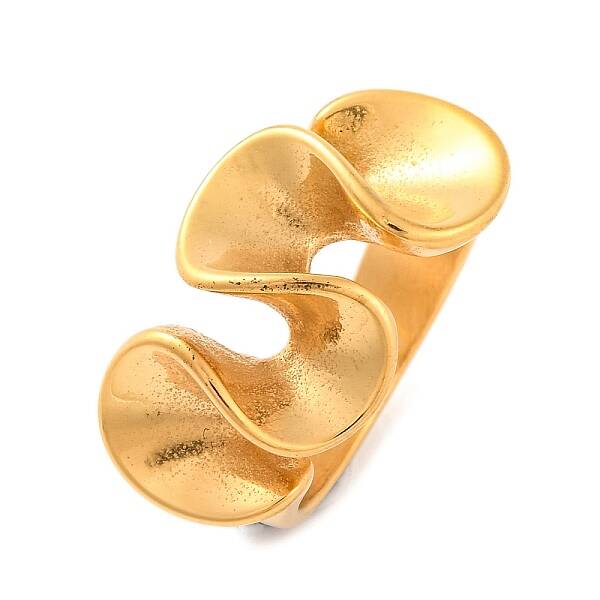 Ion Plating(IP) 304 Stainless Steel Wave Finger Rings for Women