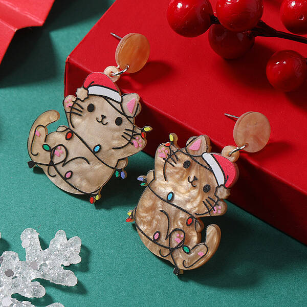 Festive Christmas Acrylic Stud Earrings for Holiday Season Celebration