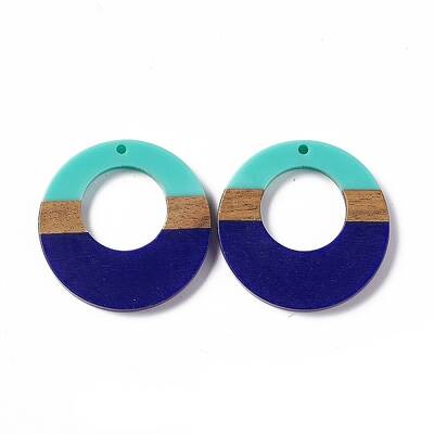 Opaque Resin & Walnut Wood Pendants