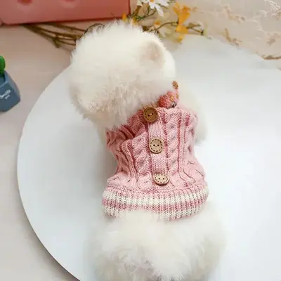 Dog Sweater, 1 Count Cute Soft Knit Pullover Pet Clothes, Turtleneck Winter Warm Clothing for Small Dogs & Cats, Fashion Dog ...