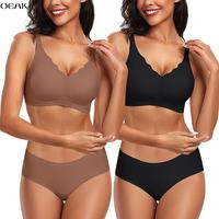OEAK 2PCS Women Seamless Soft Push-Up Bralette Wireless No Underwire Comfort Full Coverage Everyday Bras