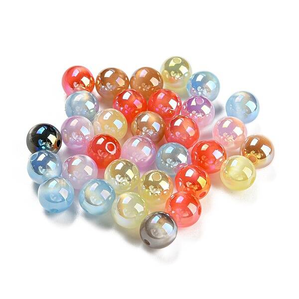 UV Plating Iridescent Opaque Acrylic Beads