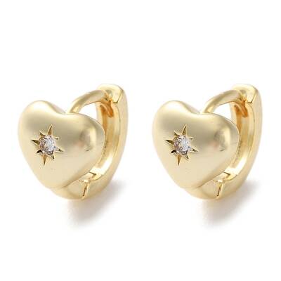 Brass Micro Pave Clear Cubic Zirconia Hoop Earrings