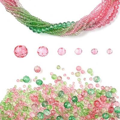 6 Styles Gradient Color Transparent Painted Glass Beads Strands