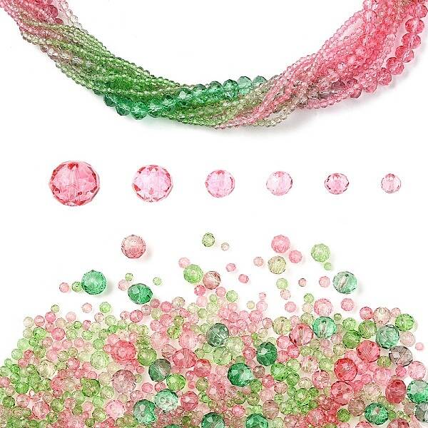 6 Styles Gradient Color Transparent Painted Glass Beads Strands