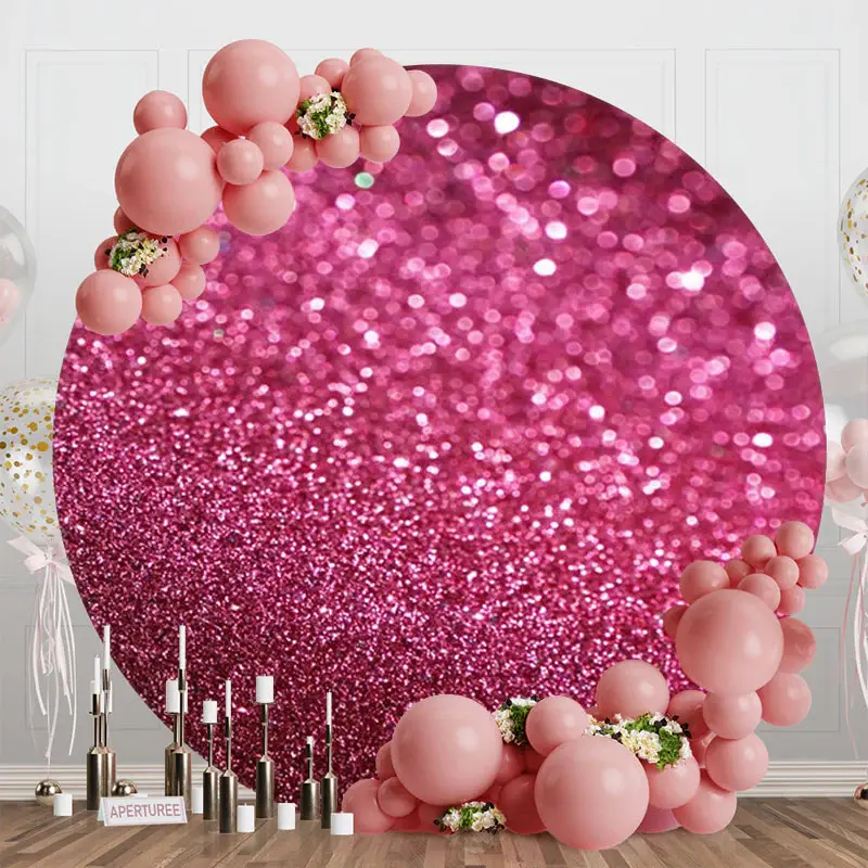 Red Glitter Bokeh Round Birthday Backdrop For Girl - Aperturee