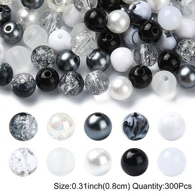 300Pcs 10 Styles Opaque Acrylic Beads
