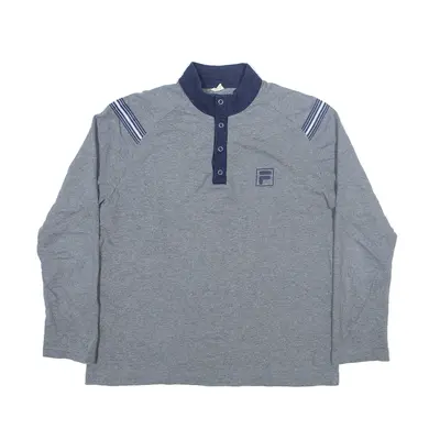 FILA Polo Shirt Grey Long Sleeve Mens S