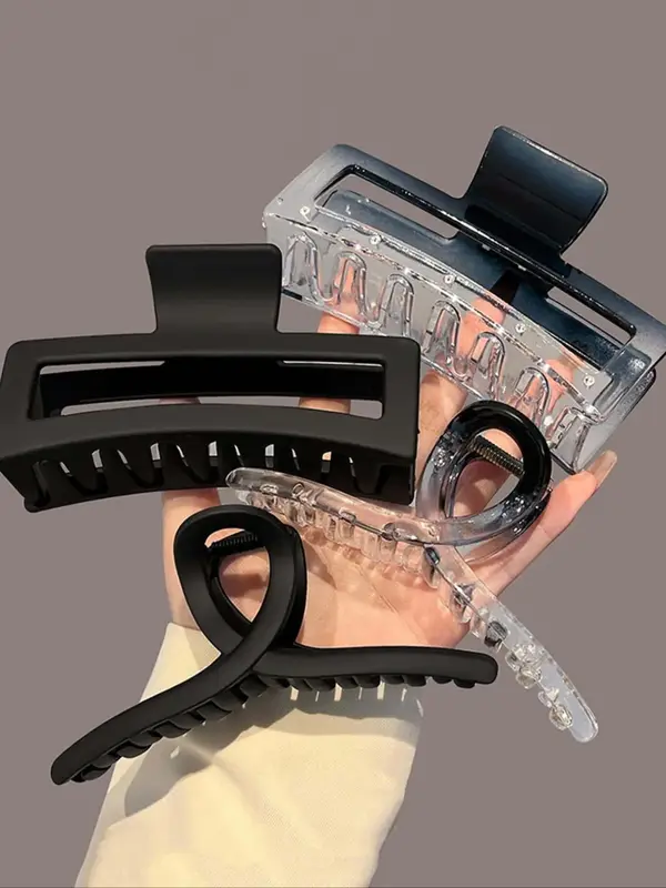 Minimalist Mixed Shape Hollow Out Design Gradient & Matte Large Hair Claw Clip, Non-slip Large Hair Claw, Fashion Clean Girl ...