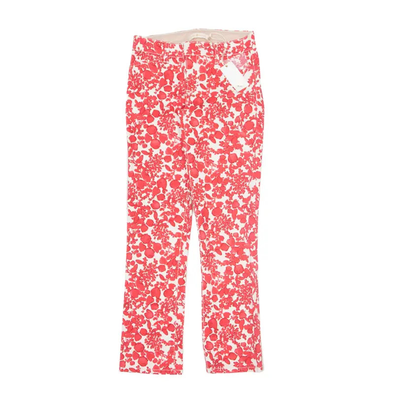 TORY BURCH Floral Design Jeans Cream Denim Regular Bootcut Womens W23 L28
