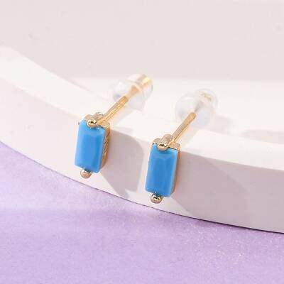 Cubic Zirconia Rectangle Stud Earrings