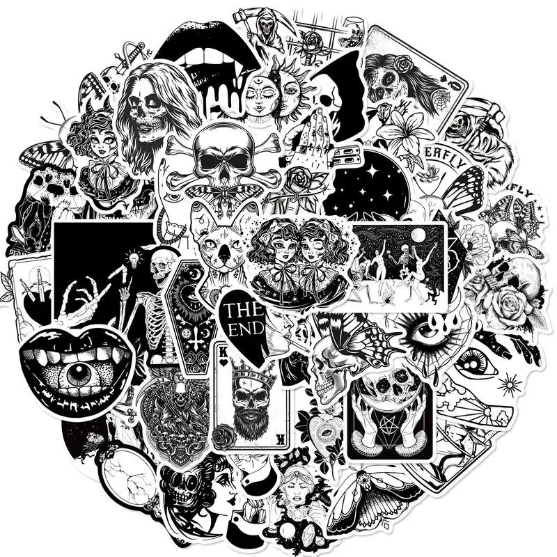 Gothic Series Graffiti Anime Naughty Stickers, 100pcs/set Waterproof Decorative Stickers, DIY Creative Toys Home Decor Sticke...