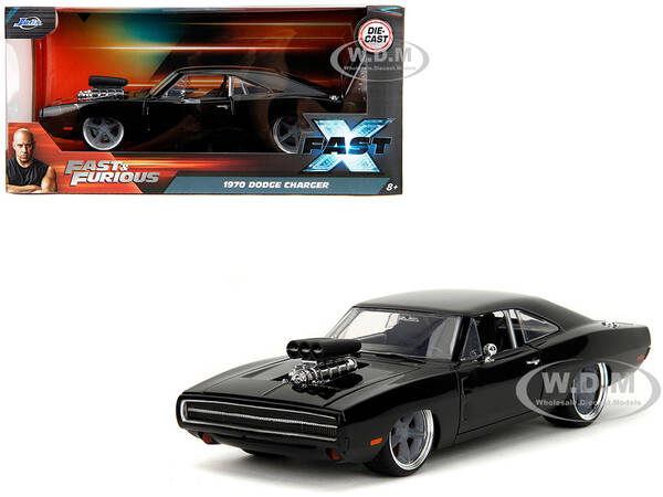 1970 Dodge Charger R/T Black Fast X (2023) Movie Fast & Furious Series 1/24 Diecast Model Car by Jada