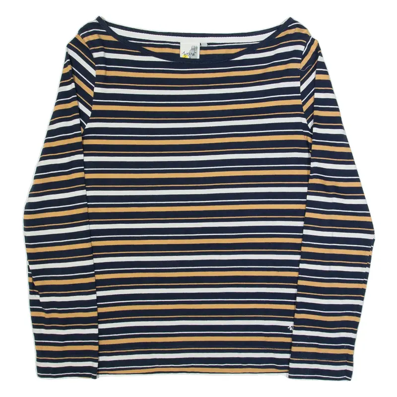 WEIRD FISH Womens Printed Top Black Long Sleeve Striped UK 14