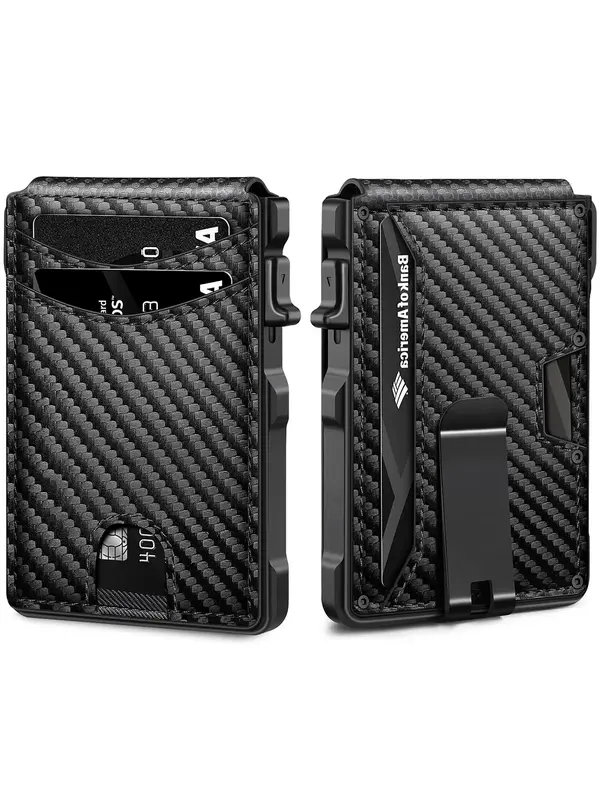 Men's Simple Plain Textured PU Leather Card Holder, Men's Valentine's Gifts, RFID Blocking Multiple Slot Card Holder for Men,...