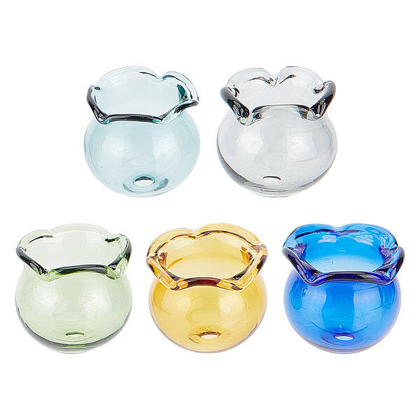 10Pcs 5 Colors Handmade Blown Glass Flower Beads