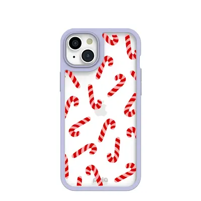 Clear Candy Cane Chaos iPhone 15 Plus Case With Lavender Ridge