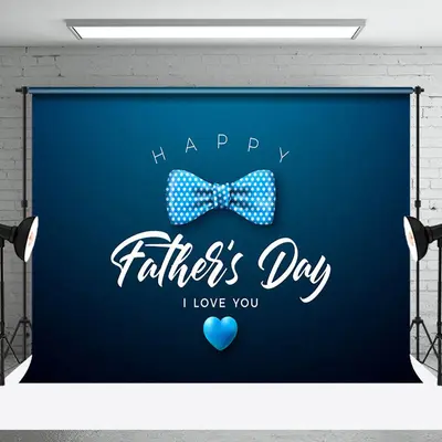 I Love You Blue Bow Tie Happy Fathers Day Backdrop - Aperturee