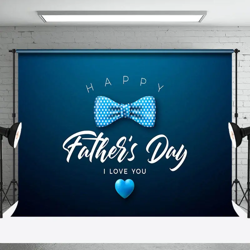 I Love You Blue Bow Tie Happy Fathers Day Backdrop - Aperturee