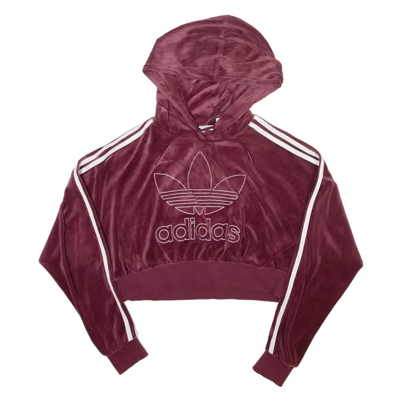 ADIDAS Crop Womens Maroon Hoodie UK 4