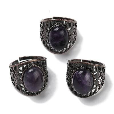 Natural Amethyst Oval Adjustable Rings