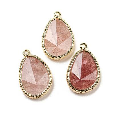 Natural Strawberry Quartz Faceted Pendants