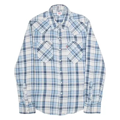 LEVI'S Mens Shirt Blue Check Long Sleeve S