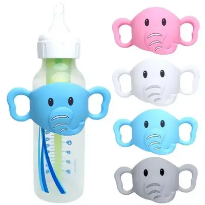 Soft Cute Elephant Design Silicone Bottle Handle, Reusable Anti-slip Bottle Handle, Baby Bottle Accessories for Daily Use