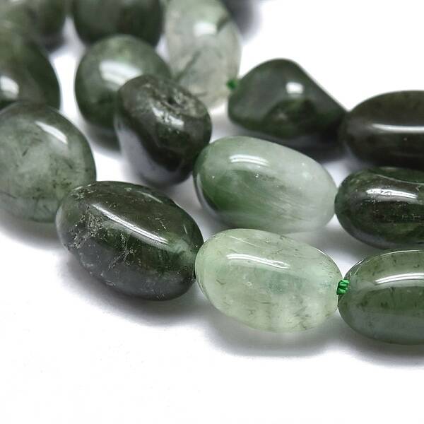 Natural Green Rutilated Quartz Beads Strands
