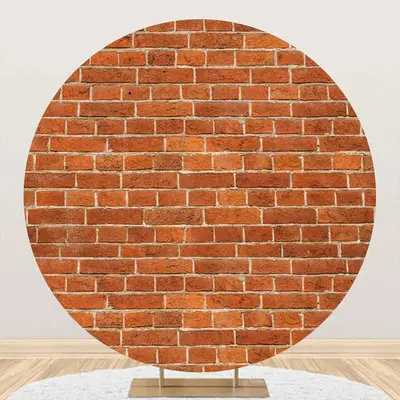 Rust Color Brick Wall Round Backdrop For Birthday - Aperturee