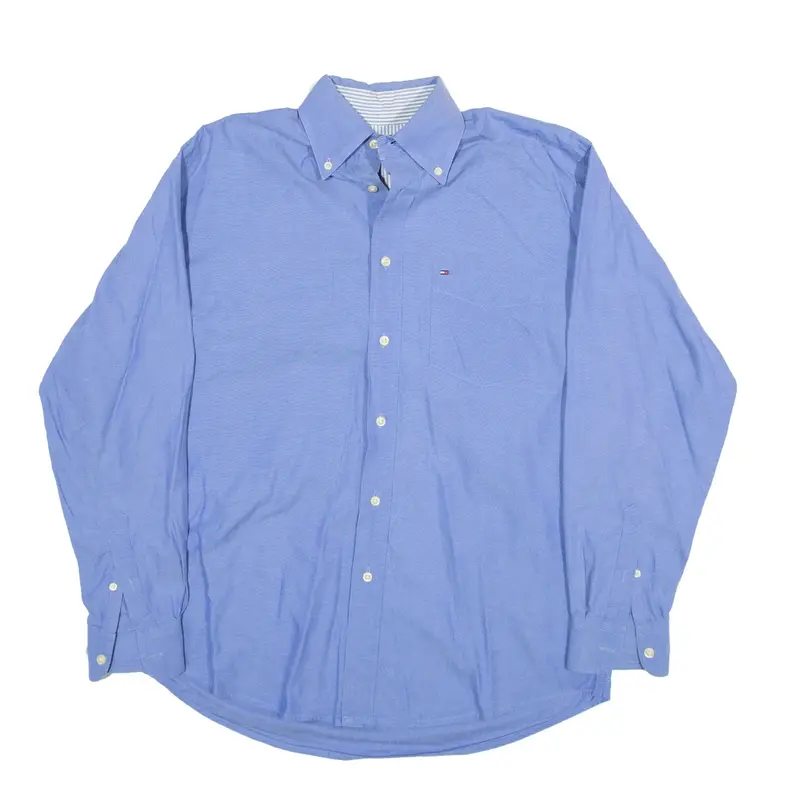 TOMMY HILFIGER Plain Shirt Blue Long Sleeve Mens S