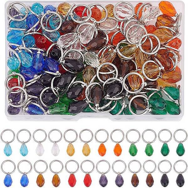 120Pcs 12 Colors Glass Charms
