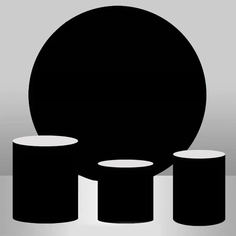 Aperturee Solid Black Round Backdrop Kit With Plinth Cover | Round Party Backdrop | Circular Birthday Backdrop Cover | Circle...
