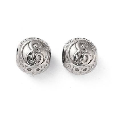 304 Stainless Steel Rhinestone European Beads