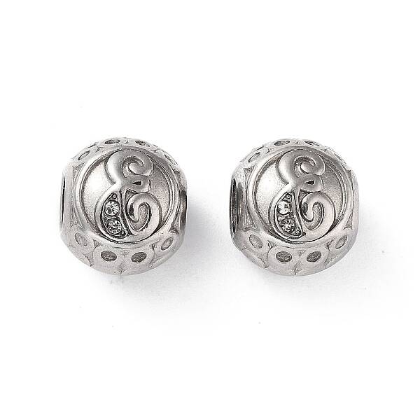 304 Stainless Steel Rhinestone European Beads