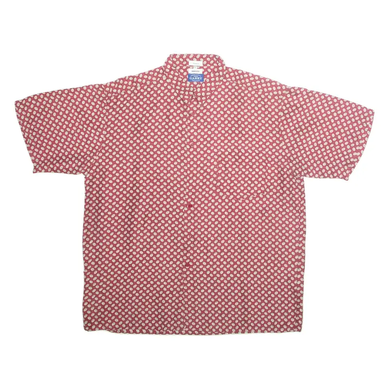 GARRY Mens Shirt Red Viscose Crazy Pattern XL