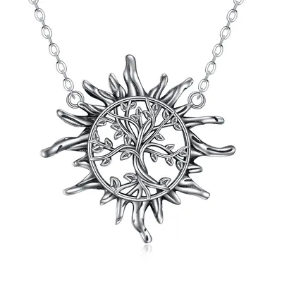 Sterling Silver Sun Pendant Necklace