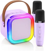 Mini Karaoke Machine for Kids Girls, Toys Birthday Gift for Children 3 - 14+ Years Old, Portable Bluetooth Speaker with 2 Wir...