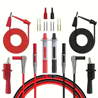 Test Lead Kit, Multimeter Test Leads Kit, 4MM Banana Plug To Test Hook Cable Replaceable Multimeter Probe Test Wire Probe All...