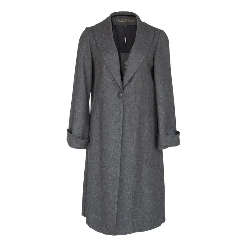 Worsted Flannel Long Trench Coat - Gray | Size: S | Color: Grey