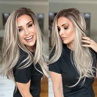 A16 by AISOM Ash Blonde with Cool Toned Light Brown 13x4 Free Part Glueless Lace Front Wig for Women Heat Friendly Natural St...