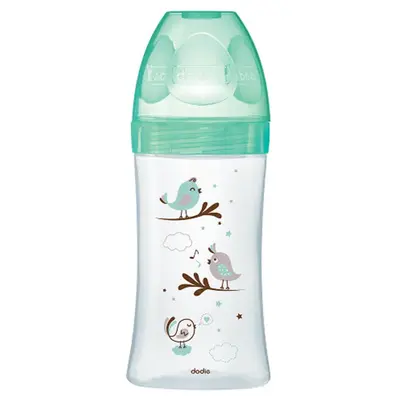 Dodie Anti Colic Glass Bottle Range 3 0 To 6 Months Green Birds 270ml