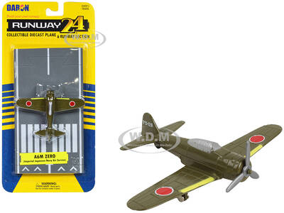 Mitsubishi A6M Zero Fighter Aircraft Green Imperial Japanese Navy Air Service with Runway Section Diecast Model Airplane by...